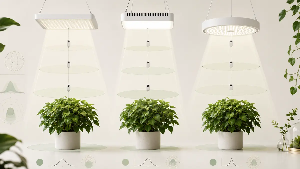 Several houseplant grow lights compared by PPFD measurements at different mounting distances